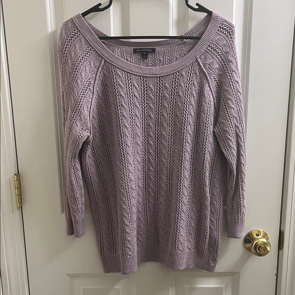 American Eagle Cable-Knit Lavender Sweater - Women